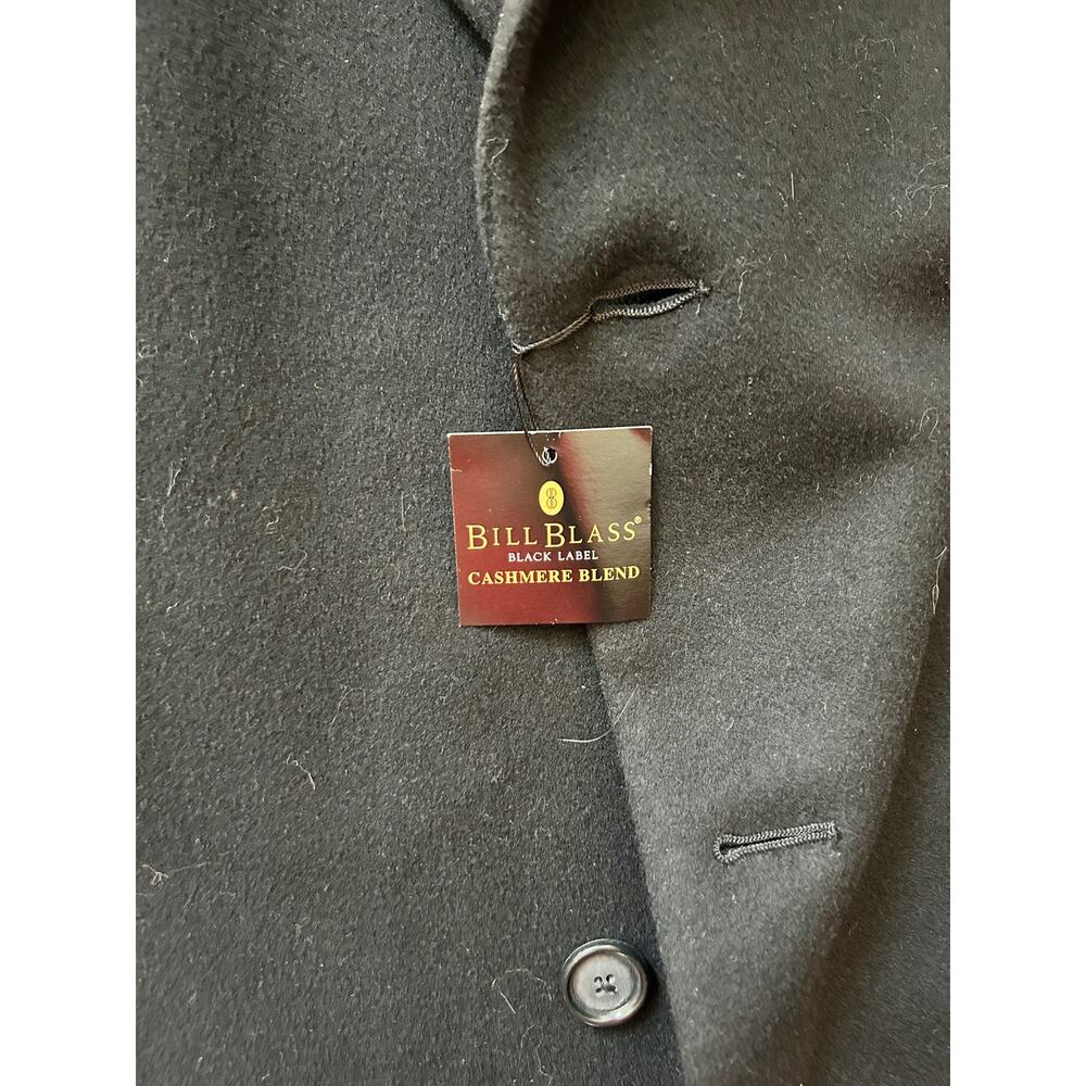 Bill Blass Black Label Overcoat 44R Black Cashmere Blend Wool Coat - Picture 2 of 9